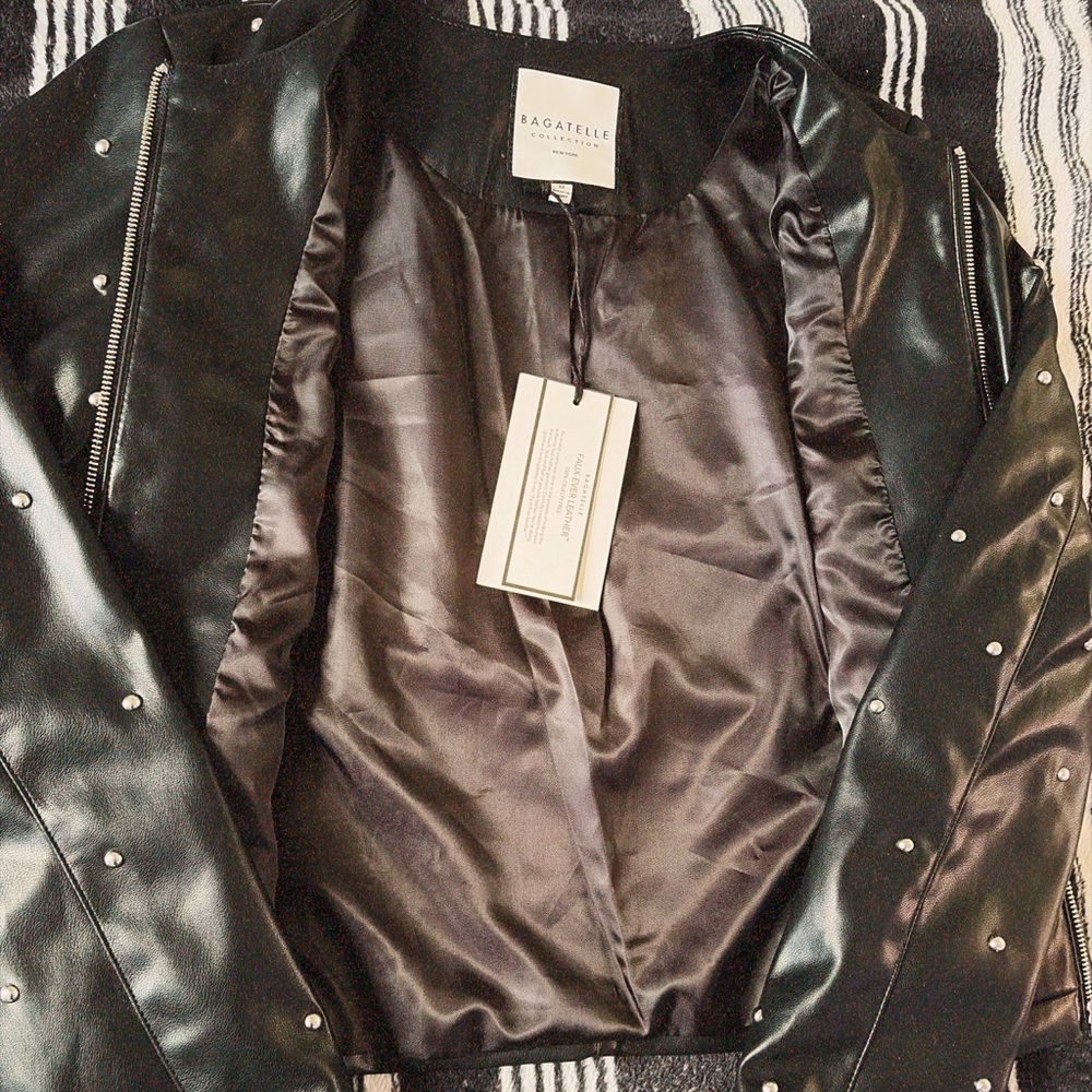 Bagatelle Black Faux Leather Jacket with Silver Studs - Picture 4 of 5